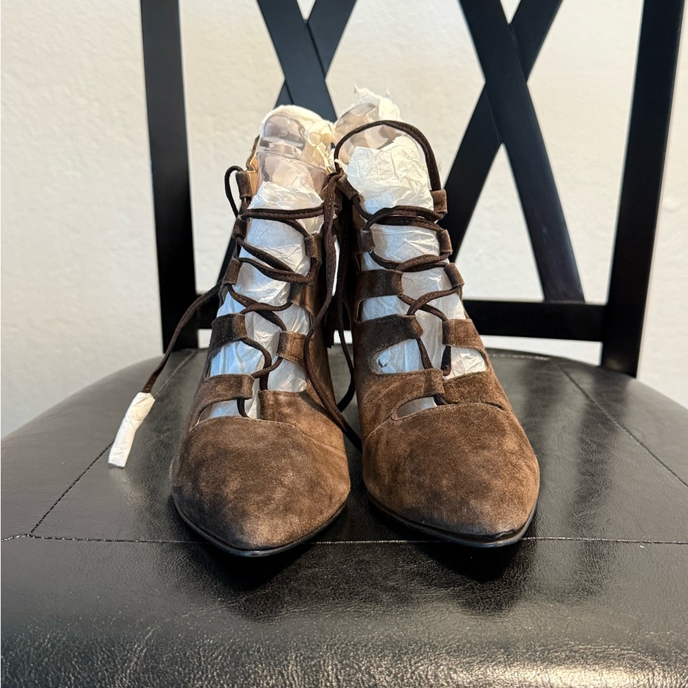 Adrienne Vittadini Dark Brown Lace-Up Boots